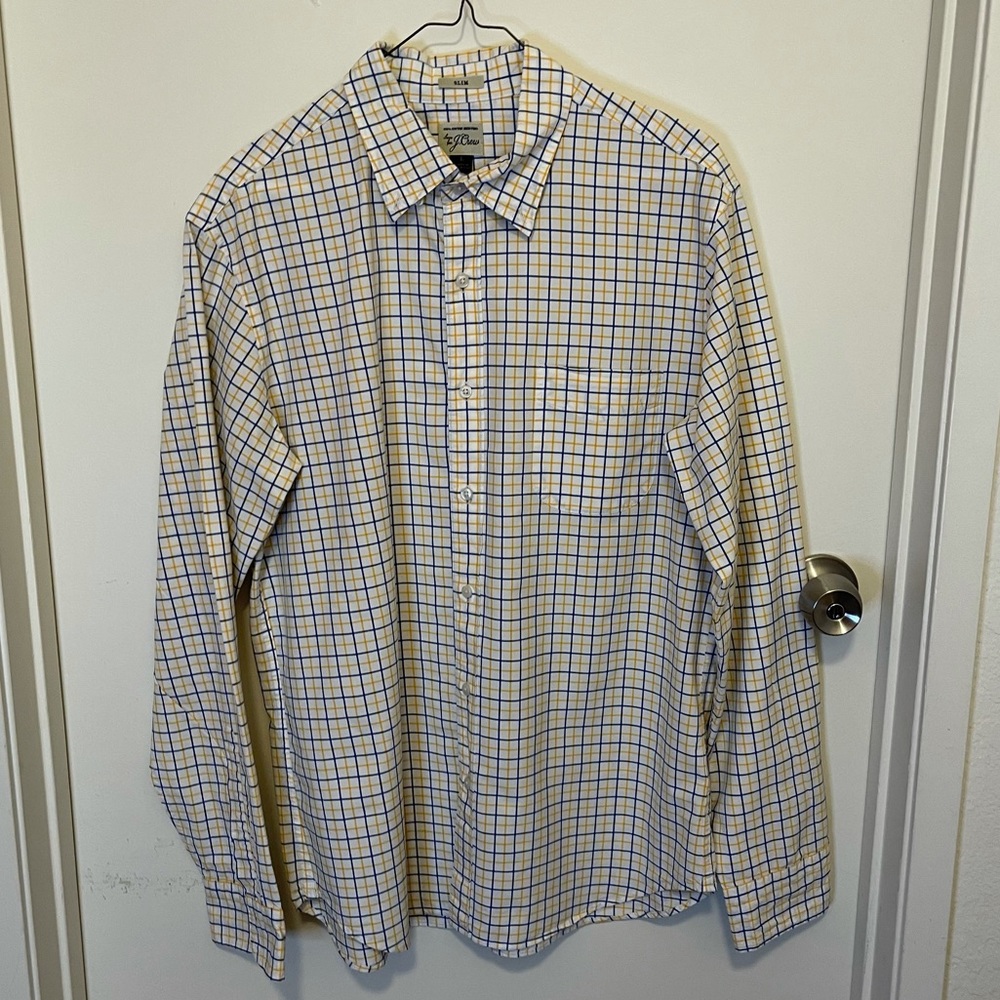 J. Crew Shirt Men’s Size L, Blue Yellow - Picture 12 of 13